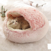 2-in-1 Dog & Cat Bed - Warm, Soft Plush Winter Pet Bed House